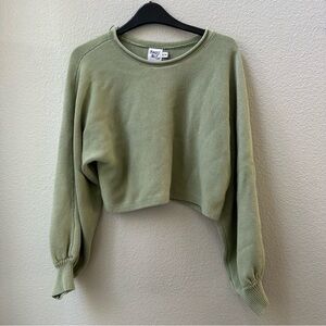 PRINCESS POLLY green cropped knitted long sleeve sweater top NWT womens S/M